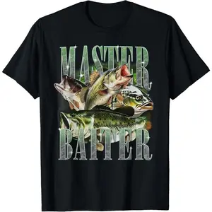 Master Baiter Bass Fishing Fisher Papa Dad Happy Fathers Day T-Shirt