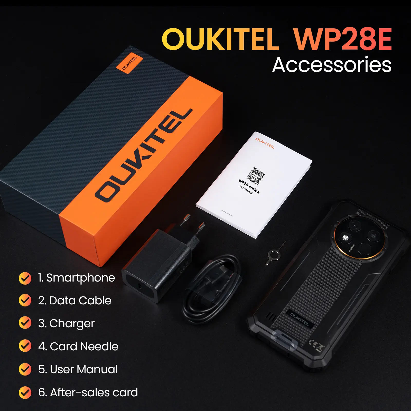 [新品] OUKITEL WP28E 頑丈なスマートフォン SIMフリー 16+64GB OUKITEL WP28E Rugged Phone Unlocked, 10600mAh Battery Cell, 6.52