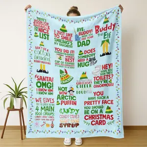 Christmas Elf Fun Elements Flannel Blanket, Soft Breathable Lightweight, All-Season Use, Perfect for Home Decor Travel Camping Gift