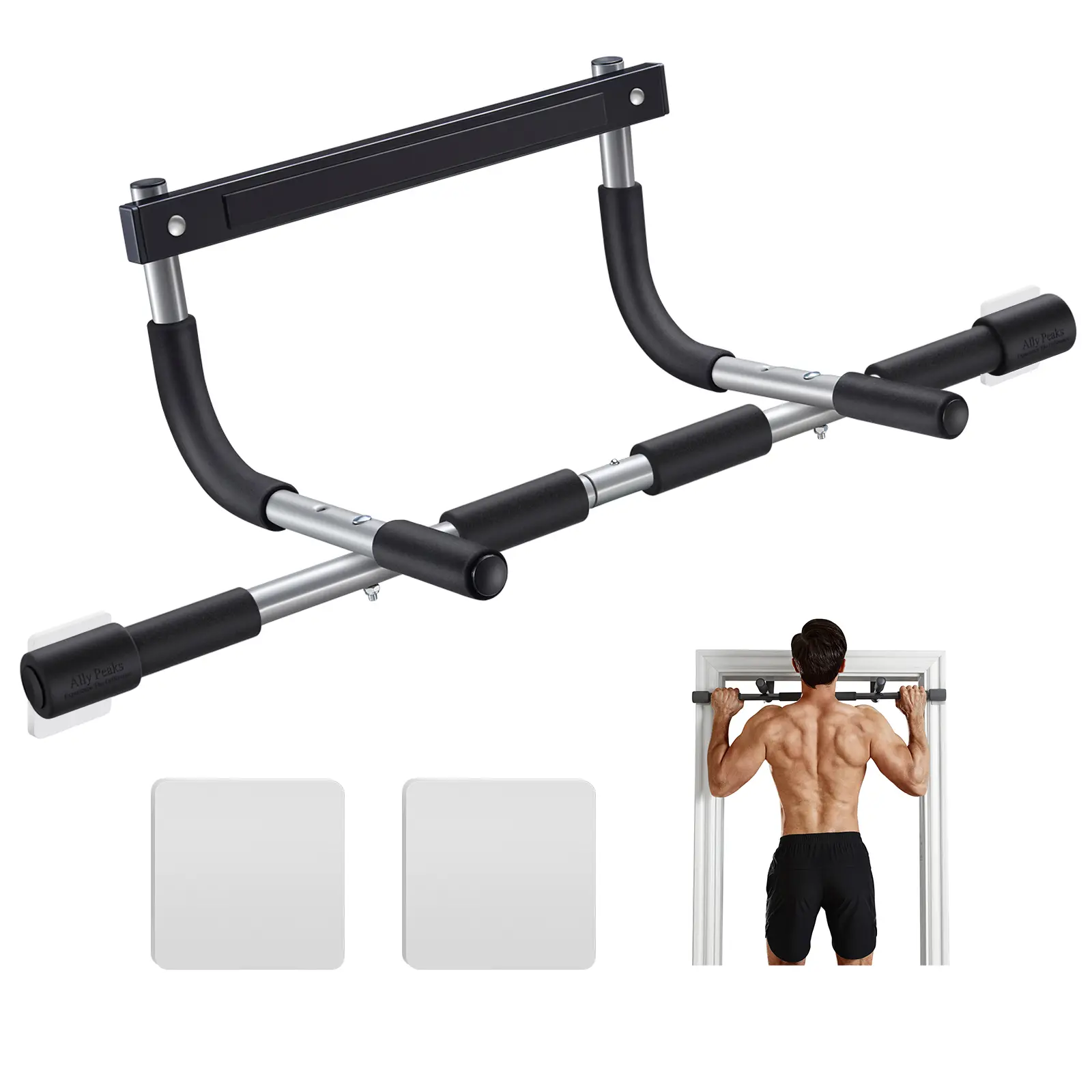 Ally Peaks Pull Up Bar for Doorway | Thickened Steel Max Limit 440 lbs Upper Body Fitness Workout Bar| Multi-Grip Strength for Doorway | Indoor Chin-Up Bar Fitness Trainer for Home Gym Portable
