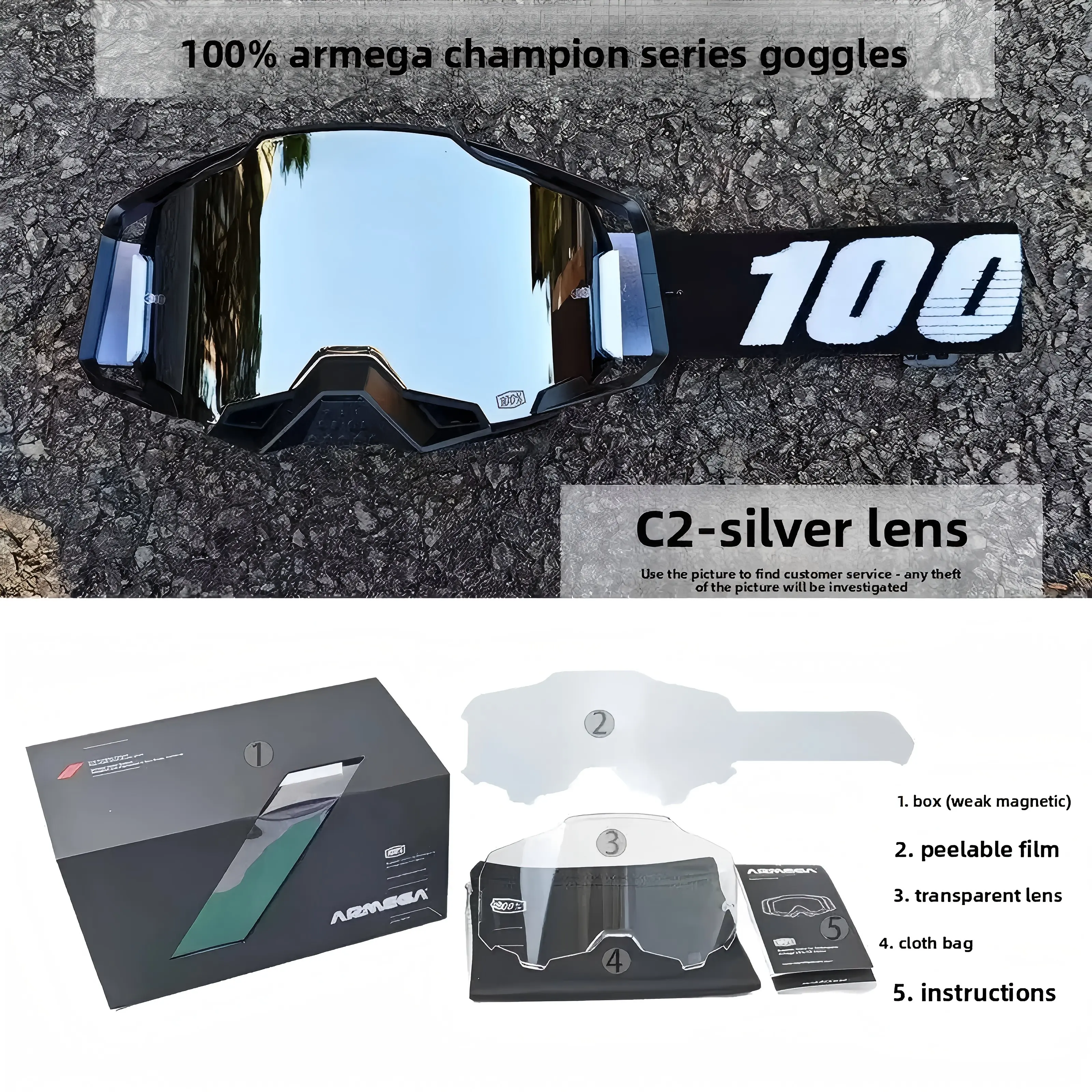 100% Armega Champion Series Goggles – Pro MX Racing Goggles with Shockproof Frame & UV Protection 100% Armega Champion Series Goggles – Pro MX Racing Goggles with Shockproof Frame & UV Protection