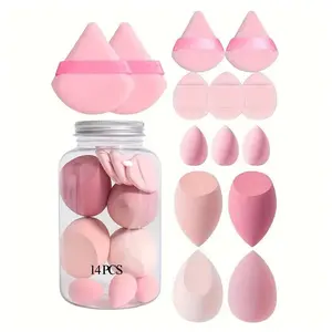 14-Piece Makeup Sponge Set, Soft Foundation Sponges, Includes Mini Sponges & Triangle Powder Puffs, Facial Makeup Tools, Cosmetics Makeup Tool, Beauty Sponge
