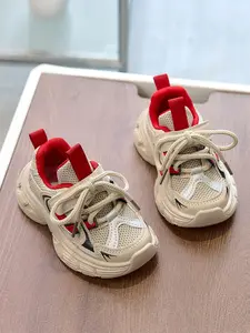 Baby Fashion Patchwork Mesh Velcro Thick Sole Shock Absorption Dad Shoes, Kids Shoes, Spring Autumn Casual Wear, 100 Pairs