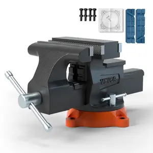 fathersdaygift  VEVOR Bench Vise, 6.5 Jaw Width 6.5 Forward 9.3 Reverse Opening, 360-Degree Swivel Locking Base Multipurpose Workbench with Anvil, Heavy Duty Ductile Iron with Bolts Nuts, for Drilling, Pipe Cut