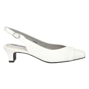 Easy Street Womens Sayo Square Toe Slingback Pumps Dress Casual Low Heel 1-2" - White