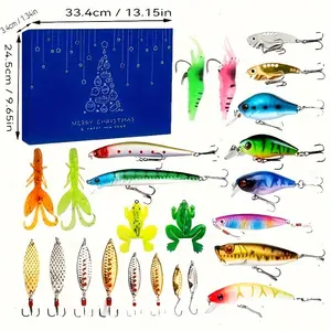 24pcs Stainless Steel Christmas Advent Calendar Fishing Tackle Set - Mixed Colors, Perfect for Hunting & Fishing Enthusiasts -  For Christmas -  Suitable for Holiday Gifts