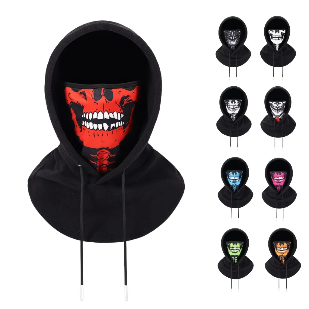 3‑in‑1 3D Skull Balaclava Ski Mask, Windproof Warm Fleece Lined Thermal Hood Scarf Mask, Breathable Non‑Stuffy Autumn Winter Face Cover for Skiing, Hiking, Mountaineering, Fishing, Motorcycling, Cycling & Halloween Party