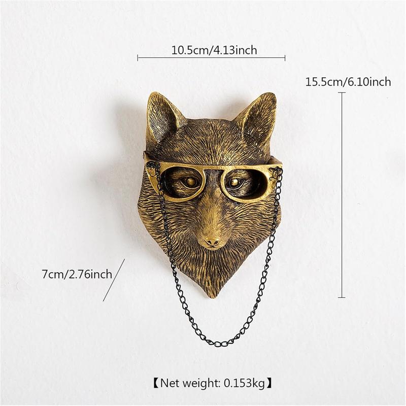 Animal Heads Wall Decor, Faux Deer Head Mount, Animal Sculptures Wall Decor, Resin Animal Head Wall Hanging Decoration for Living Room Bedroom Kitchen Gift,Fox Ornaments Hangable