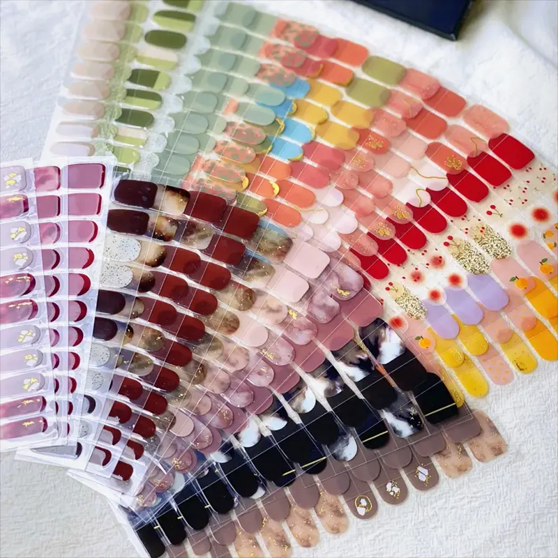 Semi Cured Wraps Fast Gel Nail Sticker Soild Nail Gel Wraps Adhesive Full Cover Gel Nail Sticker Full Cover  Manicure Decoration