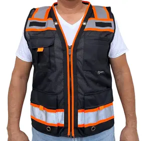 Super Duty Black Mesh High Visibility Safety Vest, ANSI/ ISEA 107-2020 Class 3, Type R