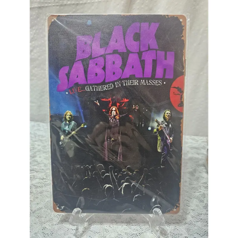 Black Sabbath 8x12in Tin Sign - Rock Theme Cartoon Wall Art Painting, Room Decor for Black Sabbath Fans, Living Room Home Interior Accent