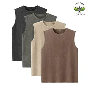 1/4 Pack Men's Oversized Tshirts Sports Vintage Heavy Cotton Tshirt Washed Loose Fit Athletic Tee Sleeveless Vest