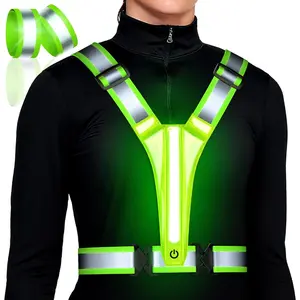 Led Light Up Running Vest Reflective Vest for runners night walking, Rechargeable Reflective Running Vest High Visibility