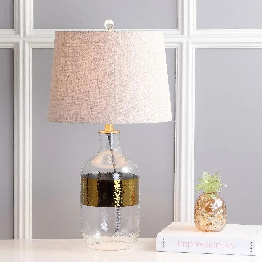 JONATHAN Y Stevens Glass LED Table Lamp with LED Bulb, Acrylic Finial, 60" Silk Cord - Elegant Indoor Use Lighting for Bedroom, Living Room JONATHAN Y Stevens Glass LED Table Lamp with LED Bulb, Acrylic Finial, 60" Silk Cord - Elegant Indoor Use Lighting for Bedroom, Living Room