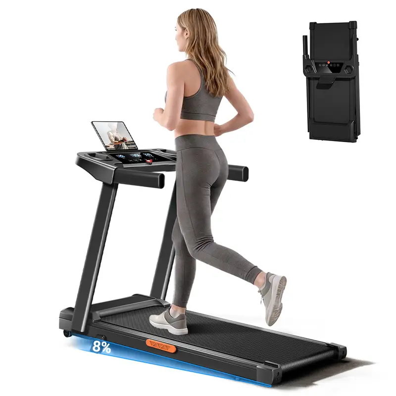 Incline Foldable Treadmill, 0.6-7MPH for Home 3.0HP Treadmills Screens Display Portable Walking Pad with Handle 300 LBS Capacity SpringStatements