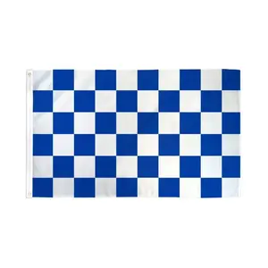 Dye-Subbed Blue & White Checkered Flag Poly Banner, 2x3ft, for Home, Party & Festive Backdrops