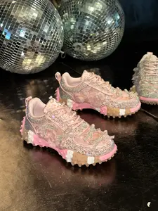 Women's Thick Sole Height Increasing Dad Shoes, Handmade Embellished Fashion Luxury Casual Women's Shoes, Unique Design Comfortable Sneakers, Trainer, Walking Shoes, Wedge Trainers