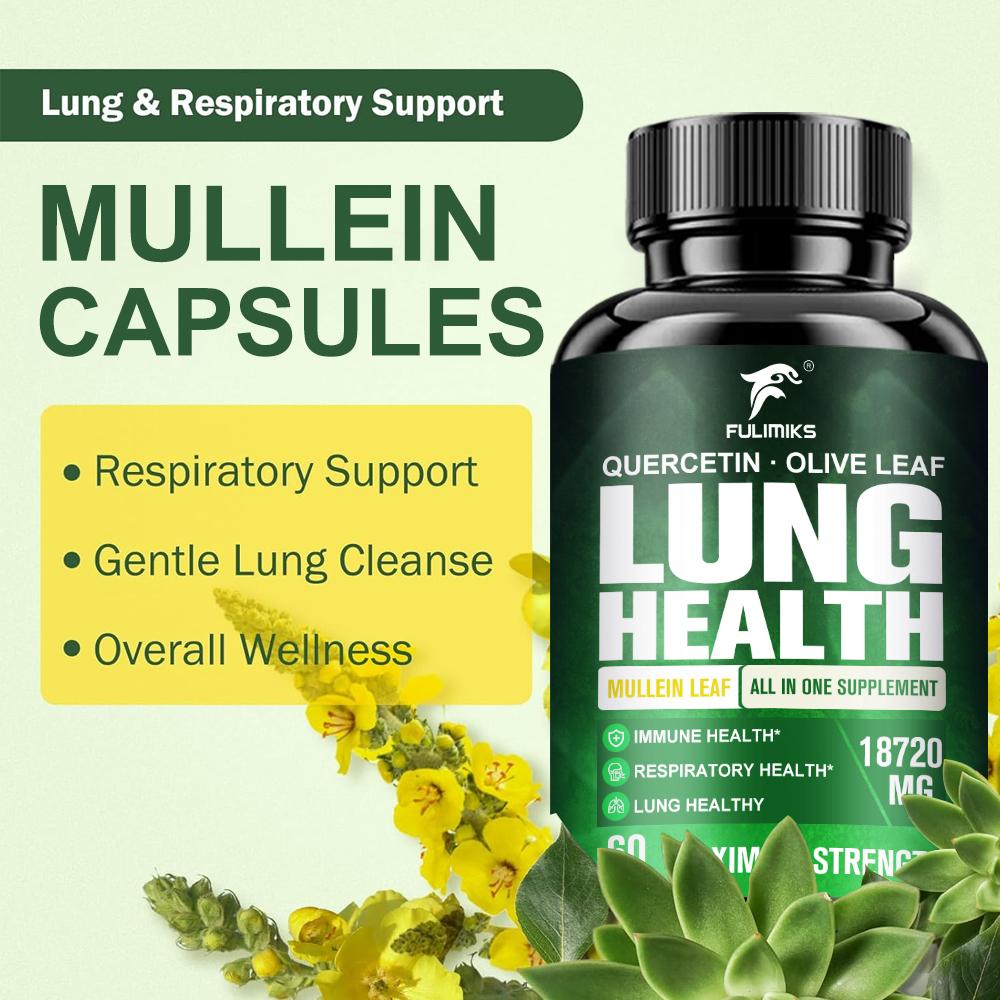 Lung Health - Lung Support Supplement with Mullein Leaf, Butterbur, Quercetin & Bromelain | Lung Cleanse & Detox Formula for Bronchial & Respiratory System Non-GMO