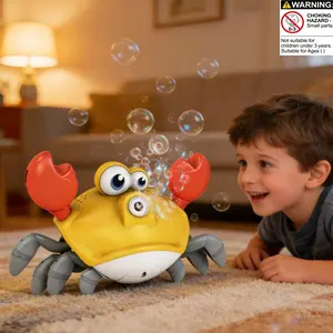 Cute Crab Bubble Machine Toy for Kids, LED Sound Light, Walks Automatically, Indoor Outdoor Play, Perfect Gift, Includes 50ML Bubble Liquid