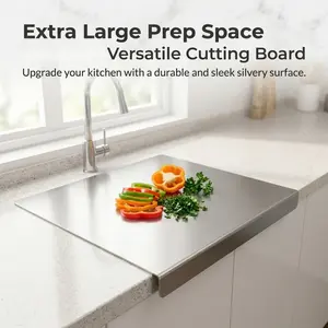 Two sizes of stainless steel cutting boards, 30x30 cm and 40x50 cm, with raised edges, antibacterial and scratch-resistant, easy to clean, suitable for kitchen food preparation, Durable Cutting Boards, Kitchen Chopping Board