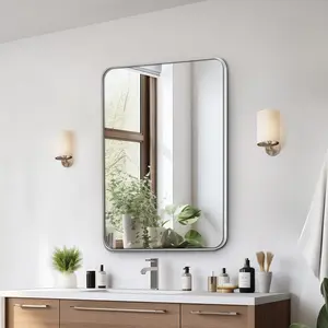 VEVOR Wall Mounted Makeup Mirror, 0.15 Thick, 22x 30 Mirror with Aluminium Alloy Frame Explosion-Proof Film, Scratch-Resistant Mirror with Z-Shaped Bracket, Fit for Bathroom/Bedroom/Living Room