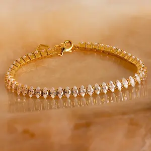 Marquise Diamond Tennis Bracelet by Caitlyn Minimalist - Bold Diamond Crystal Bracelet - Vintage Bridal Jewelry - Gift for Her