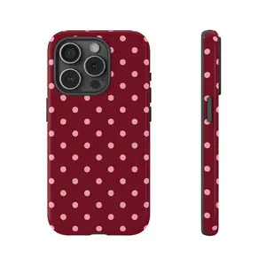 Red Pink Polka Dot Phone Case for iPhone 17 16 15 14 13 12 11