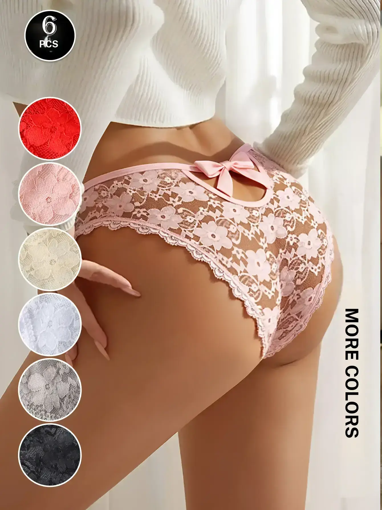 Hotcom 3/4/5/6Pcs Women's Sexy Lace Underwear Set Fitted Comfort Breathable Panties, Multi Color Hollow Out Lingerie for Women Daily Wear undergarments luxury intimates