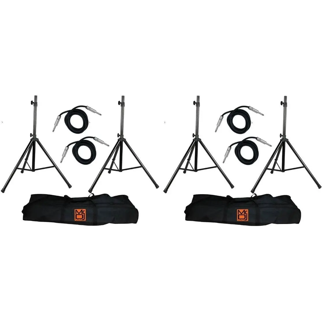 2 MR DJ SS750PKG Speaker Stand with Road Carrying Bag & 2 1/4" 25' Cable