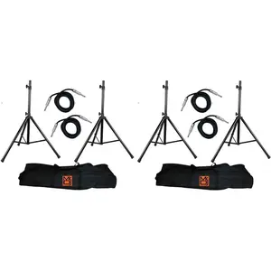 2 MR DJ SS750PKG Speaker Stand with Road Carrying Bag & 2 1/4" 25' Cable