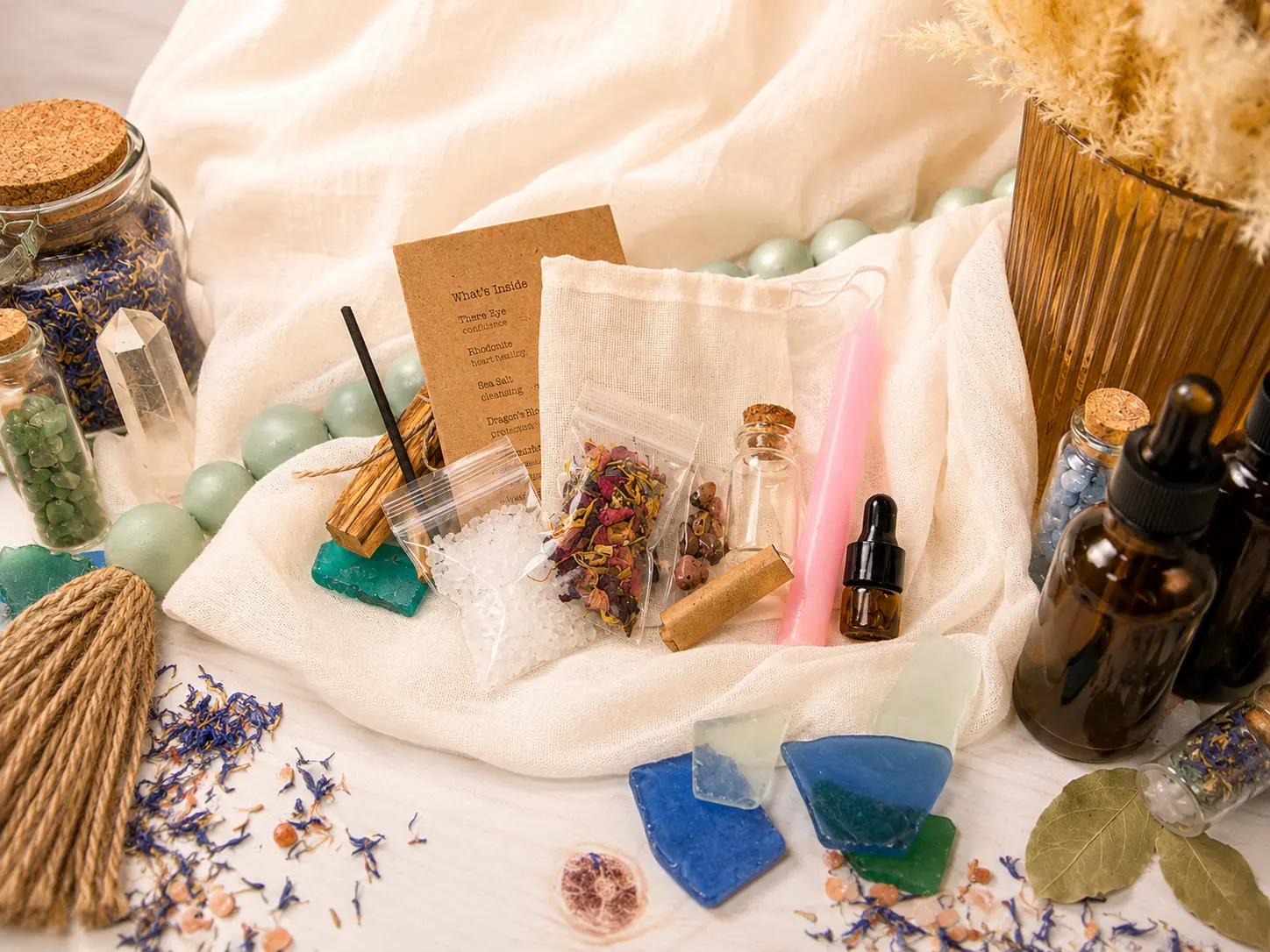 Self Love Spell Kit with Crystals | Return to Self Ritual Box, DIY Spell Jar, Beginner Witch Gift for Healing