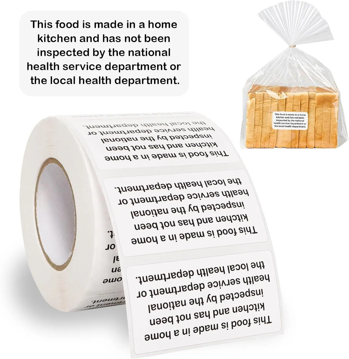 800 Count Cottage Baking Food Law Labels Stickers Homemade Stickers for Baked Goods Ingredients Home Kitchen Inspection Statement Thermal Printed Labels