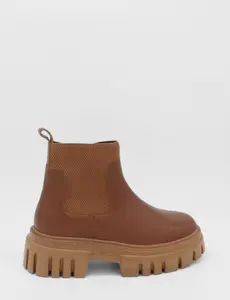 Stivali Agora platform chelsea boots in brown leather womens shoes