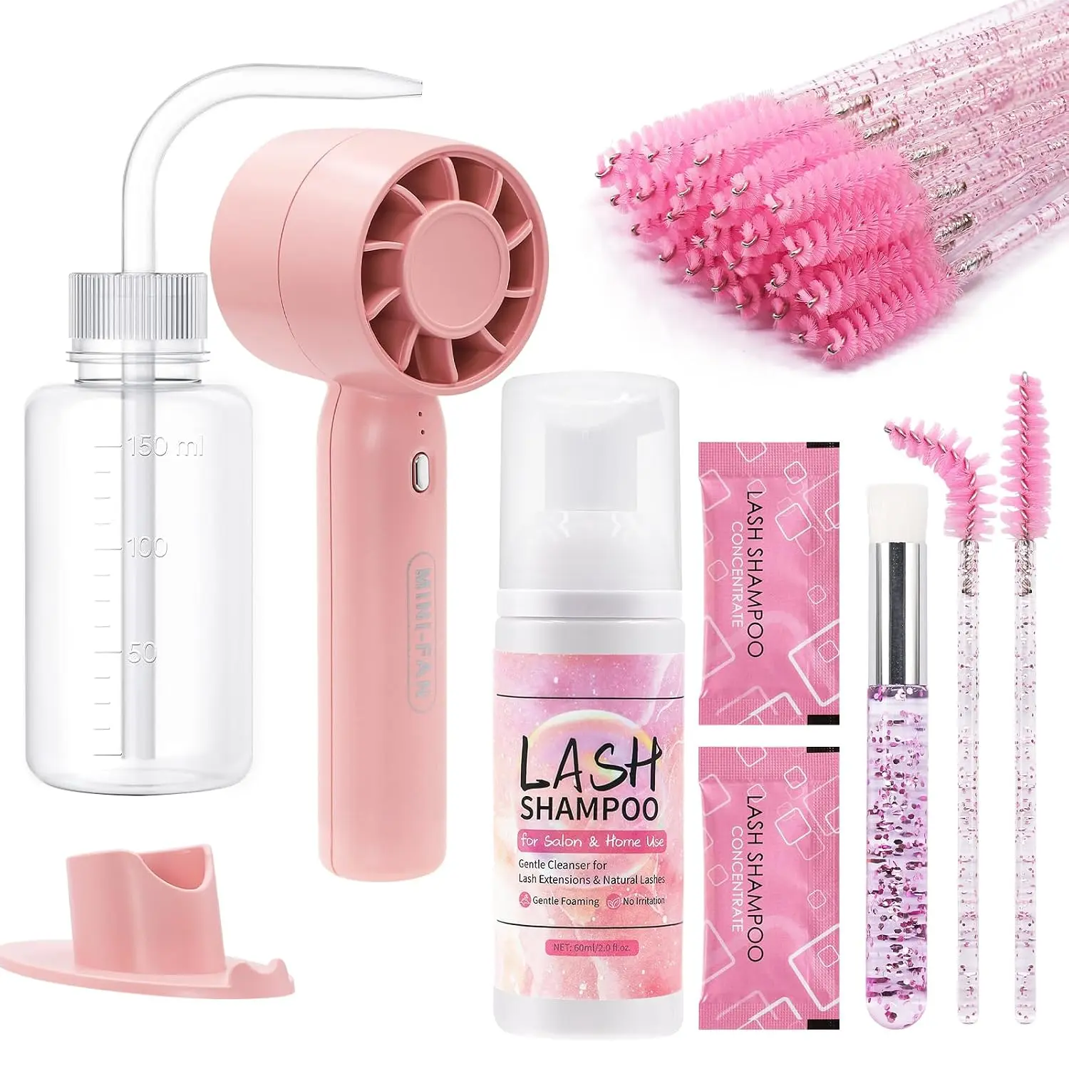 Halloween Gift Lash Shampoo Kit 2 fl oz, Lash Cleaning Kit with Fan