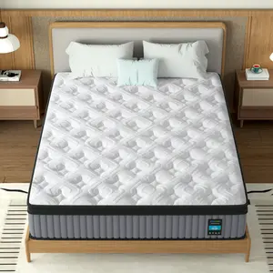 BedStory 14 Inch Queen King Hybrid Mattress, Medium Firm, Memory Foam&Pocket Spring, Bedroom Comfy Ergonomic White Minimal