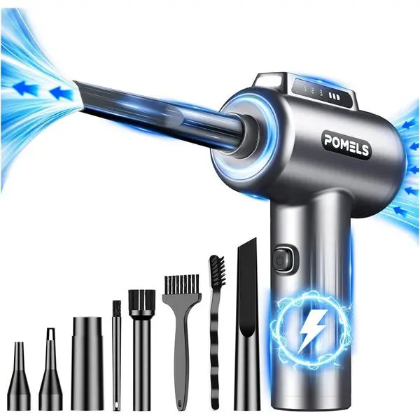 Rechargeable Cordless Electric Air Duster, 110000RPM Ultra-Powerful Mini Blower with LED Light, 3-Speed Adjustable, for Computer, Car, Home Cleaning (Household Handheld Vacuum Accessory)