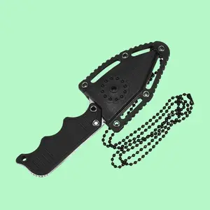 SOG outdoor small straight knife with chain, small portable convenient knife with K sheath, suitable for camping, cutting meat and fruit