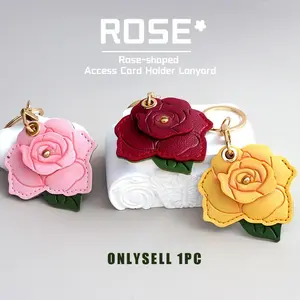 High-End Crabapple Flower Airtag Protective Case, Anti-Drop GPS Leather Keychain, Stylish Keyring, ID Badge Holder, Bag Strap, Luggage Pendant