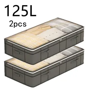 2pcs Blanket Box Extra Large Under-Bed Storage Boxes - Thick, Durable Non-Woven Material, Dustproof & Moisture-Resistant Organizer for Home Use, Space-Saving Design with Clear Lid, Ideal for Bedding & Linens, Clothes Organizer Storage,Cool Stuff For Room