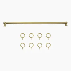 TWOPAGES Milo Adjustable Cafe Curtain Rod with Rings, 16–28 Inch Gold Window Rod, Durable Steel, Easy Installation, Ideal for Kitchen, Bathroom & French Doors