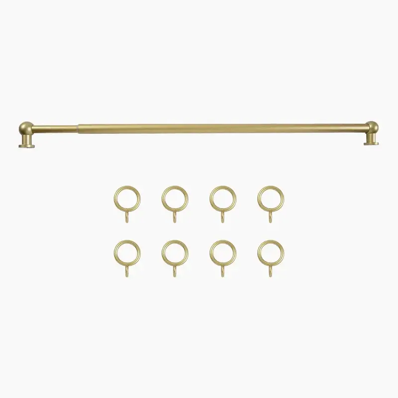 TWOPAGES Milo Adjustable Gold Steel Cafe Curtain Rods with Rings, 16-28 inch, Durable, Easy Installation, Ideal for Kitchen & Bathroom