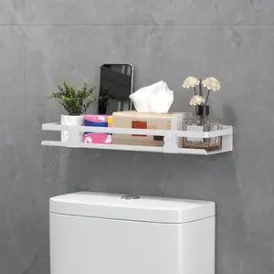 Wall-Mounted Bathroom Shelf, No-Drill Toilet Organizer, Space-Saving Wall Rack for Bathroom, Easy-To-Install Storage Solution, Bathroom Organizing Accessories