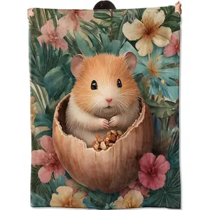 Hamster in Nut Shell Blanket Gifts for Kids Women Adult Girls,Cute Cartoon Animal Throw Blankets,Soft Comfy Lightweight for Home Couch Bed Sofa Modern Decor 50x60in