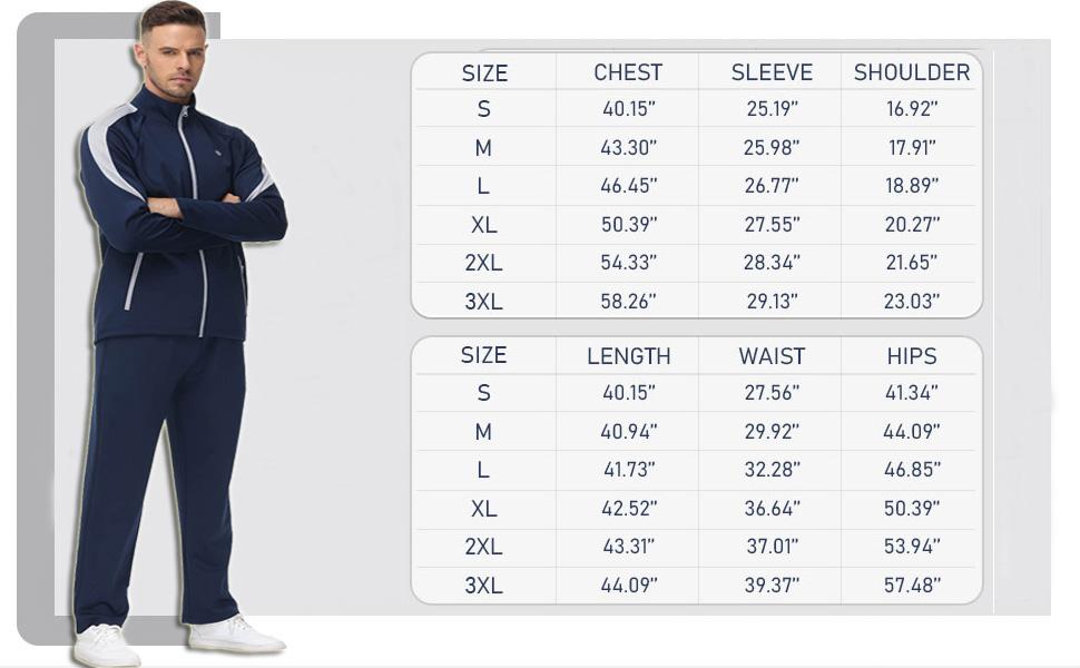 Men's 2-Piece Long Sleeve Casual Full Zip Running Sports Sweatsuit Set