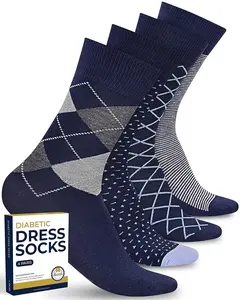 Pembrook Stylish Odor Free Socks for Men - 4 Pairs Diabetic Dress & Casual Use