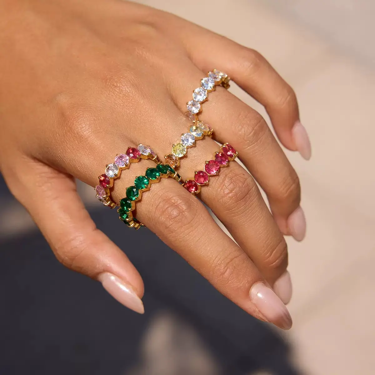 Emma's Heart | Rainbow Luminary - 18K Gold Plated Colorful Zirconia Statement Ring