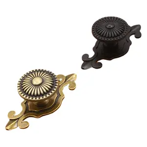 4-Pack Antique Black Cabinet Handles, Vintage Mushroom Drawer Pulls with Backplate, Zinc Alloy Polished Metal Cabinet Handles, Suitable Kitchen/Cabinet/Wardrobe