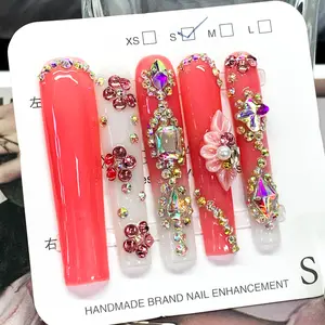 Nail Art Kits Elegant Pink Floral Press-On Nail Set