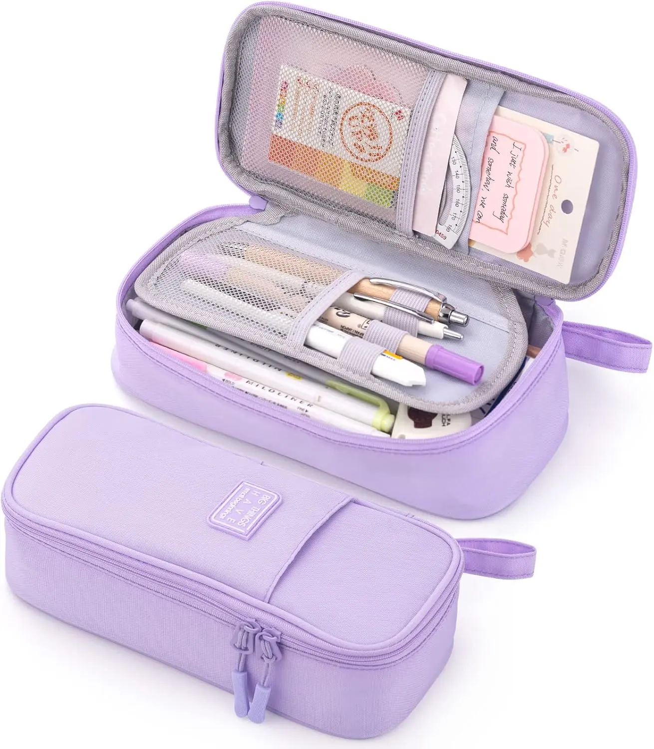 CICIMELON Durable Pen Pencil Case Big Storage Pen Pouch Bag for School Supplies Office College Teen Girls Adults, Purple ANGOO