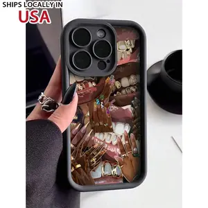 Brighten Up Your Compatible With IPhone With A Golden Teeth Pattern Simple Thickened Anti-Fall Phone Case Compatible With IPhone 16/11/12/13/14/15/15pro/15 Plus/15 Promax/7plus/8plus/X/Xs Max/Xr/11pro/12pro/13pro/14pro/12mini/13mini/11promax